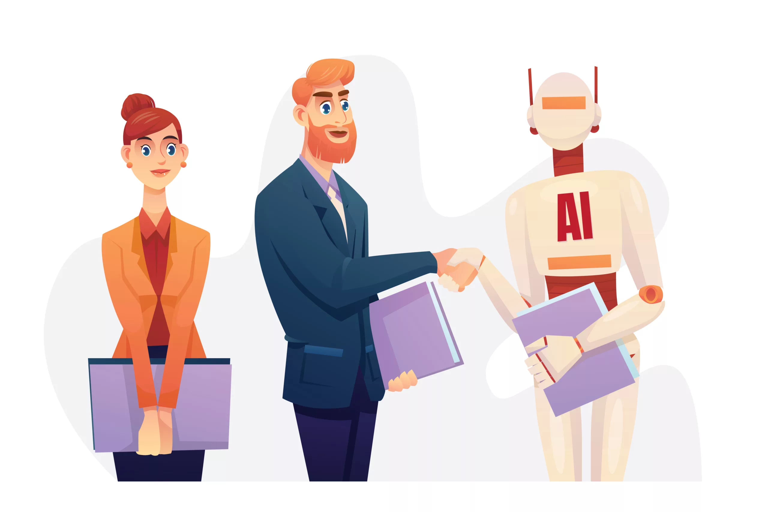 Businessman and robot handshake for deal and contract business